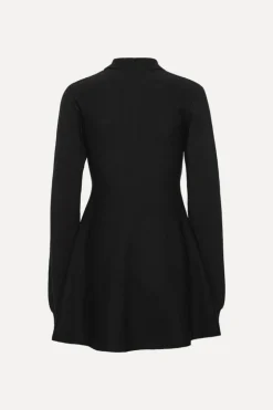 Slinky Knit Polo Dress Black