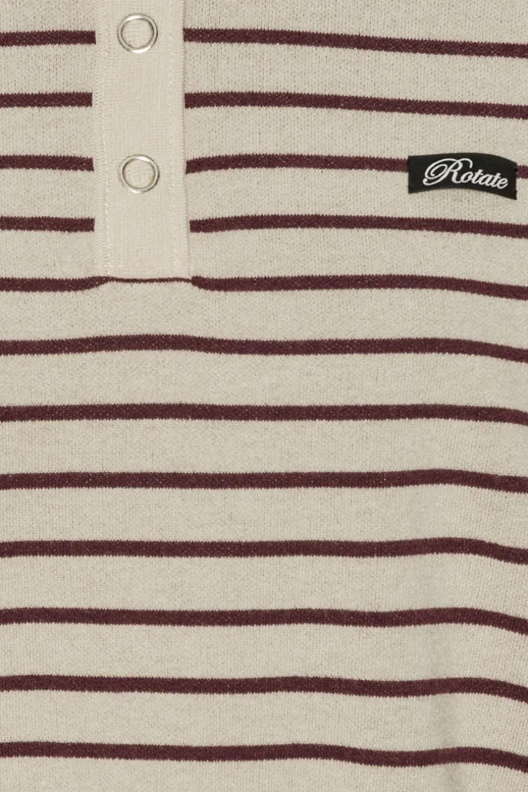 Slinky Knit Polo Striped Beige