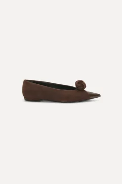 Suede Knot Ballerina Chocolate Brown