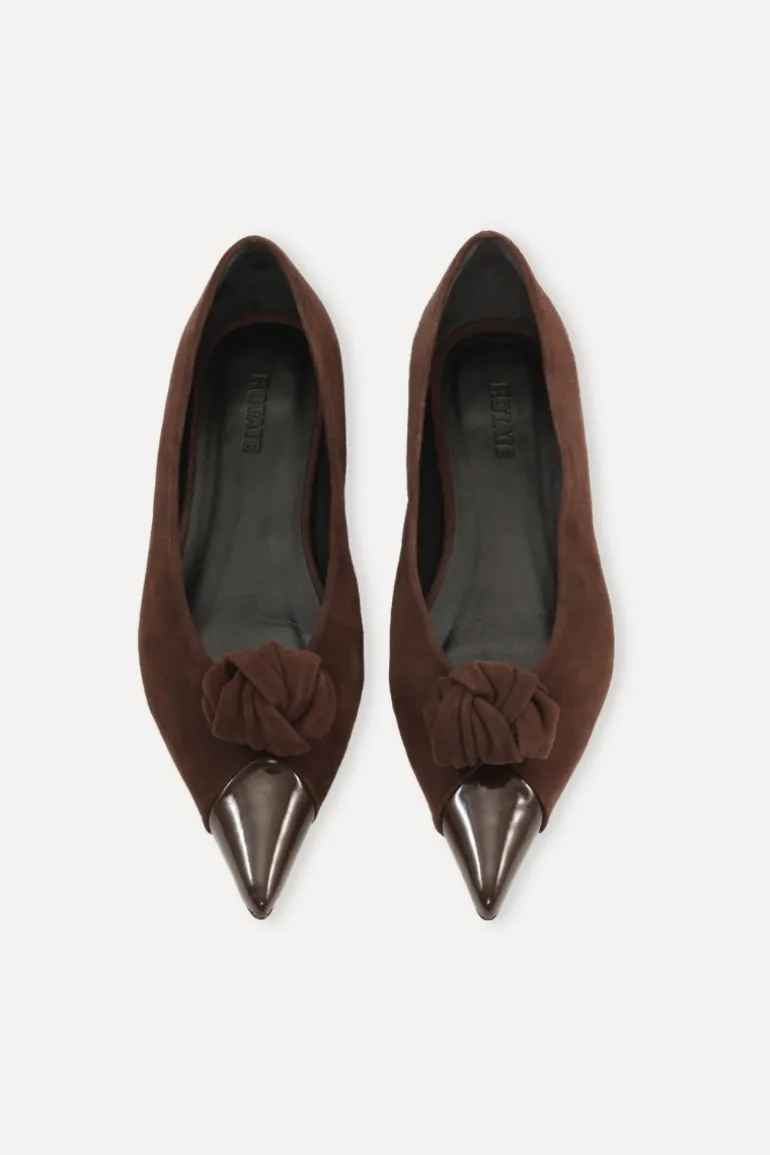 Suede Knot Ballerina Chocolate Brown