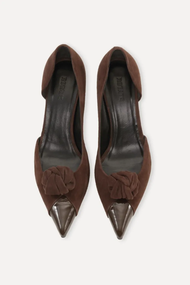 Suede Knot Pump Chocolate Brown