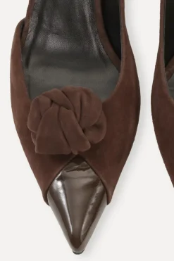 Suede Knot Pump Chocolate Brown