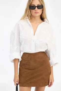 Suede Mini Skirt Brown