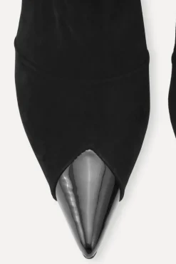 Suede Pointed Toe Boot Black