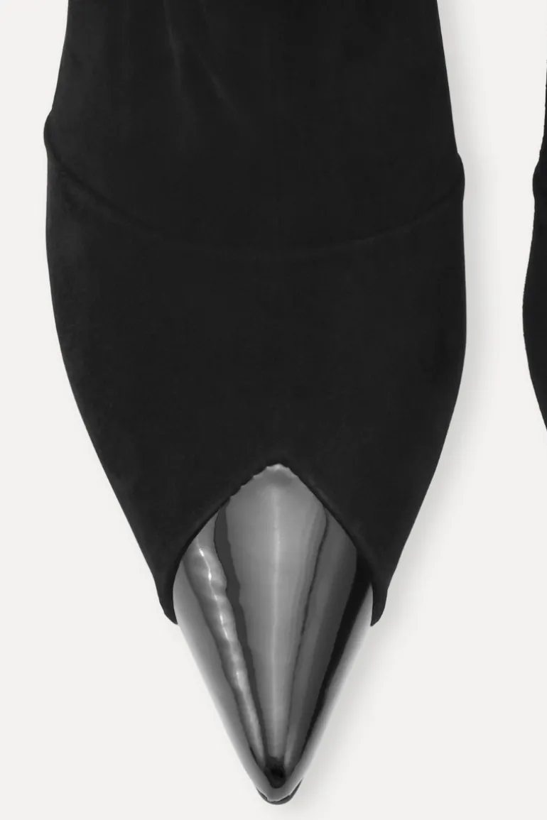 Suede Pointed Toe Boot Black