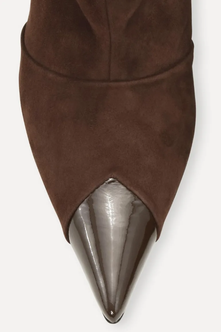 Suede Pointed Toe Boot Chocolate Brown