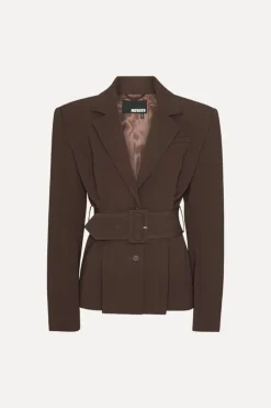 Suiting Belted Blazer Dark Brown