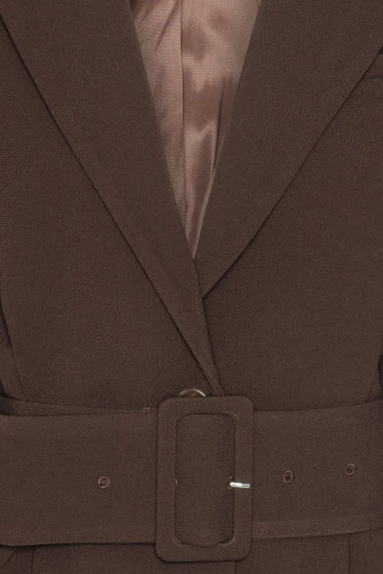 Suiting Belted Blazer Dark Brown