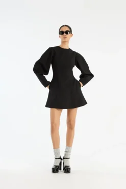 Suiting Flared Mini Dress Black