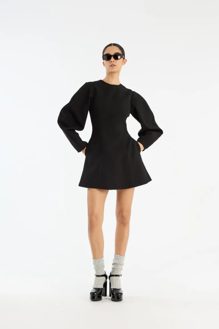 Suiting Flared Mini Dress Black