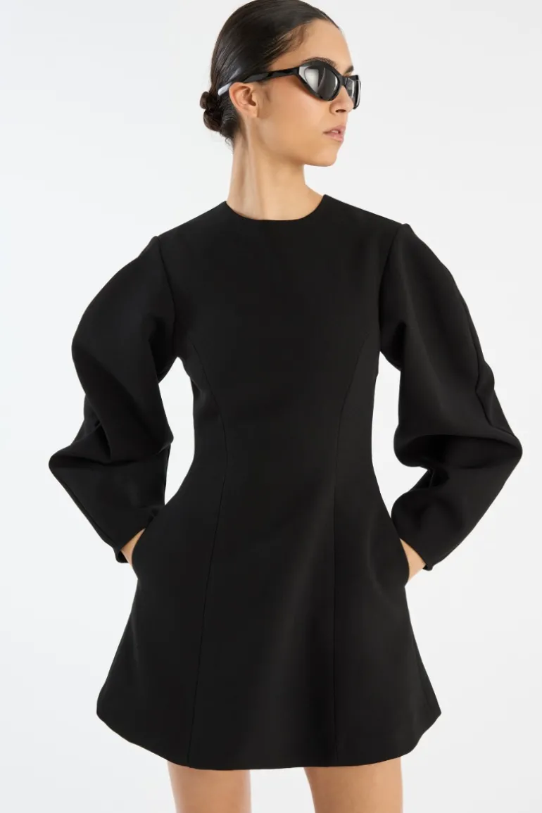 Suiting Flared Mini Dress Black