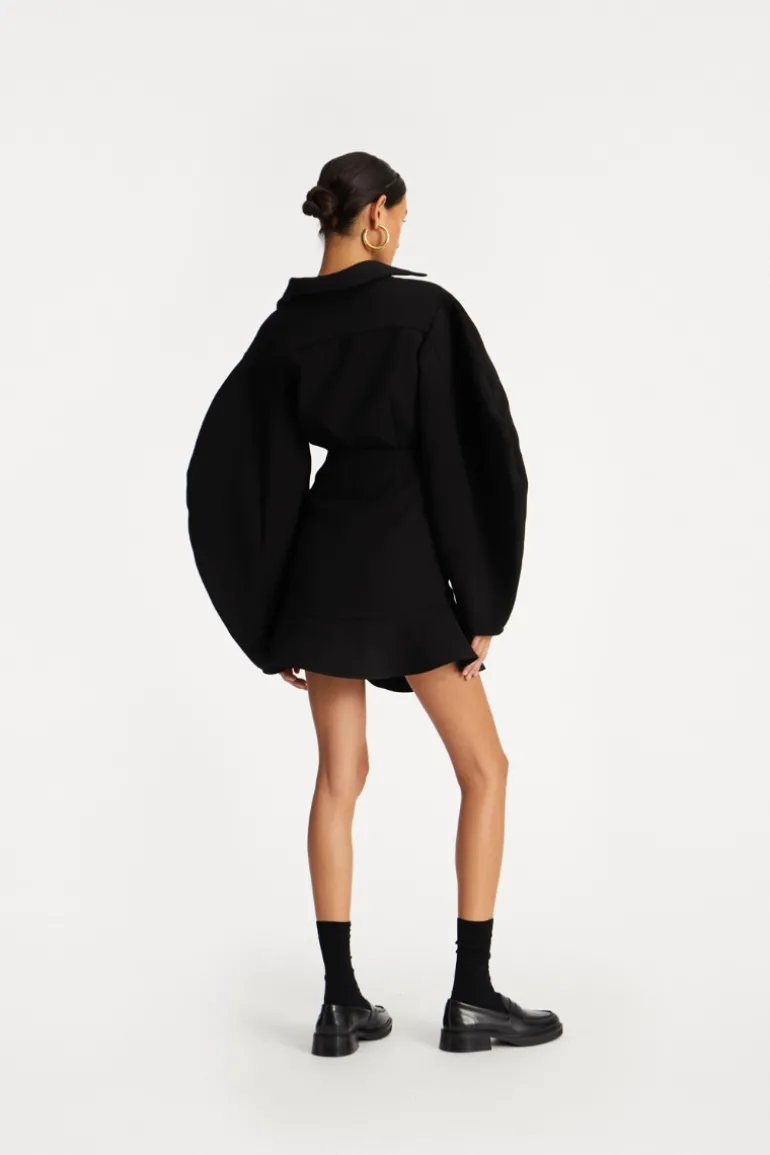 Suiting Mini Ruffle Skirt Black