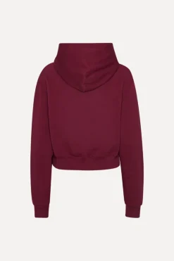 Terry Back Cropped Hoodie Bordeaux