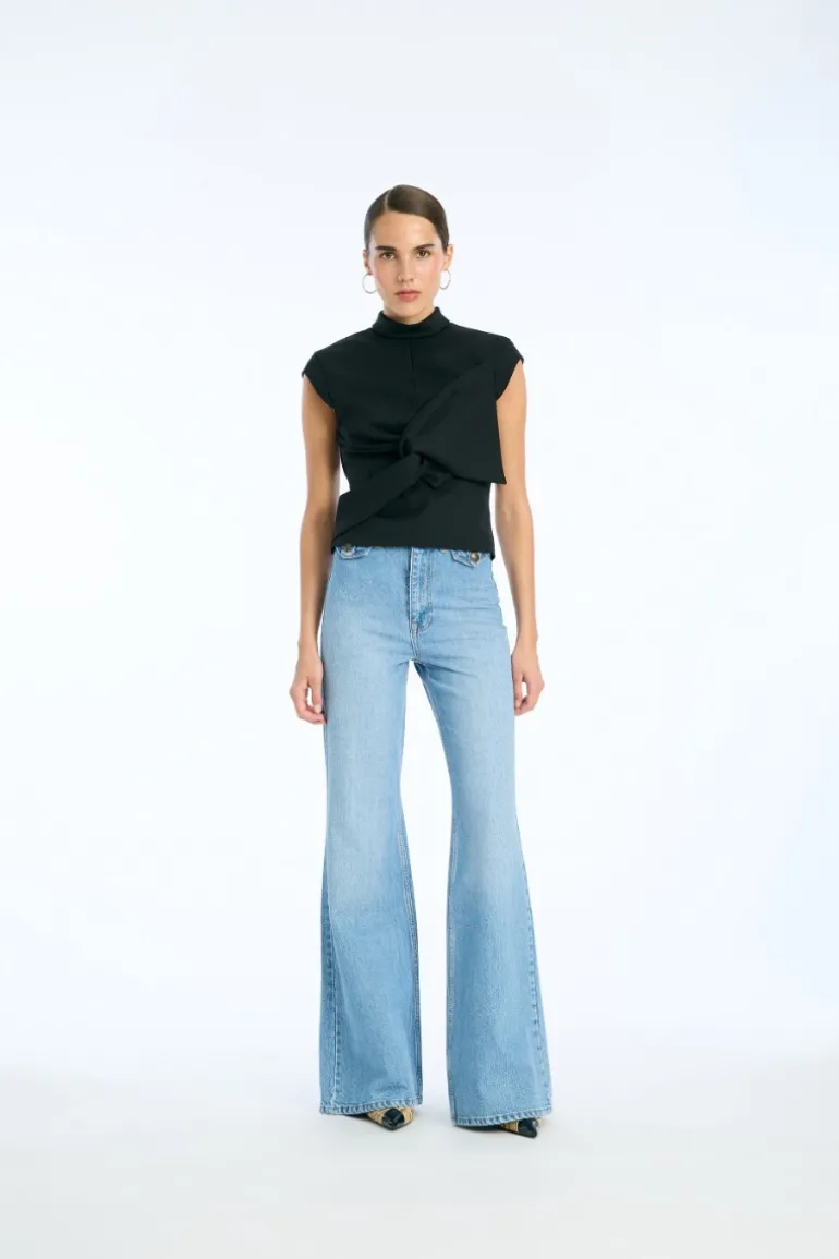 Top W/ Draped Bow Black