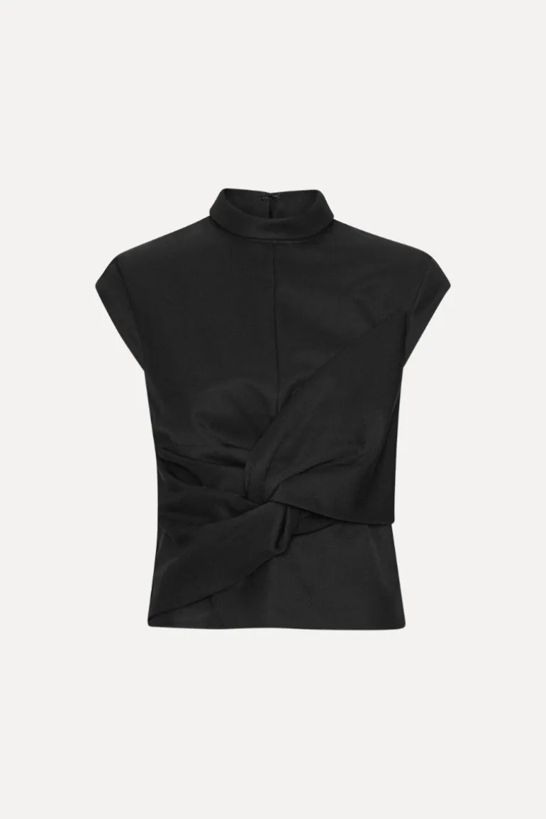 Top W/ Draped Bow Black