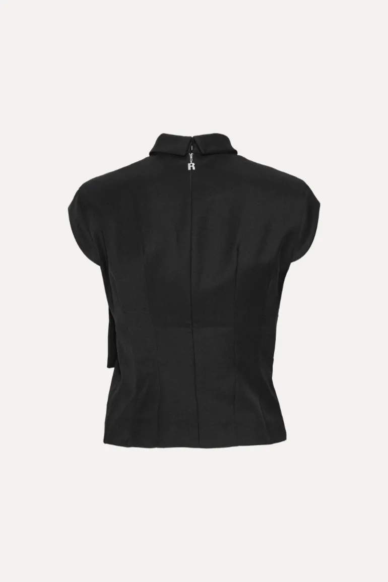 Top W/ Draped Bow Black