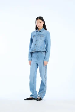 Twisted Lacing Jeans Blue
