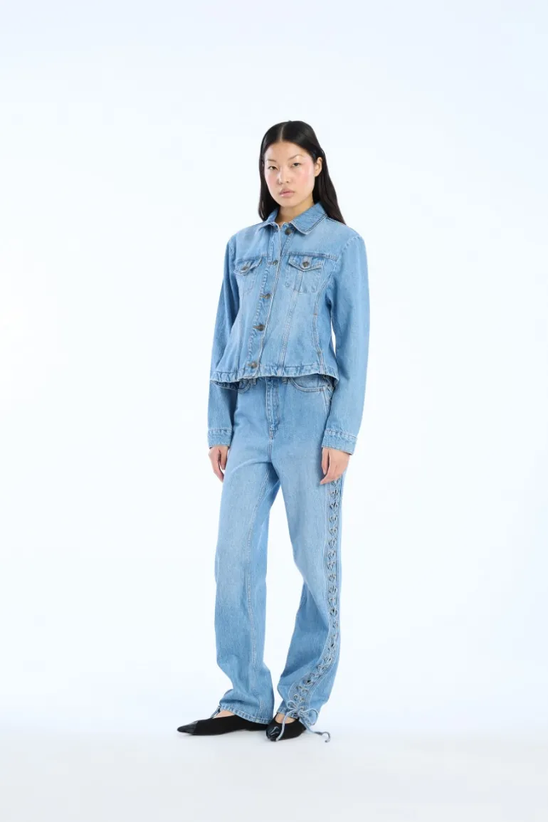 Twisted Lacing Jeans Blue