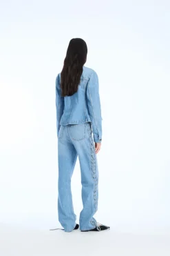 Twisted Lacing Jeans Blue