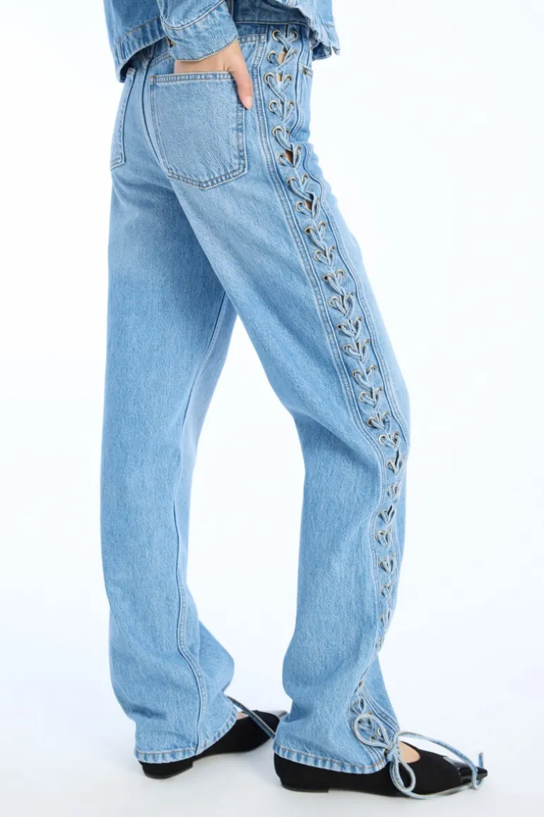Twisted Lacing Jeans Blue