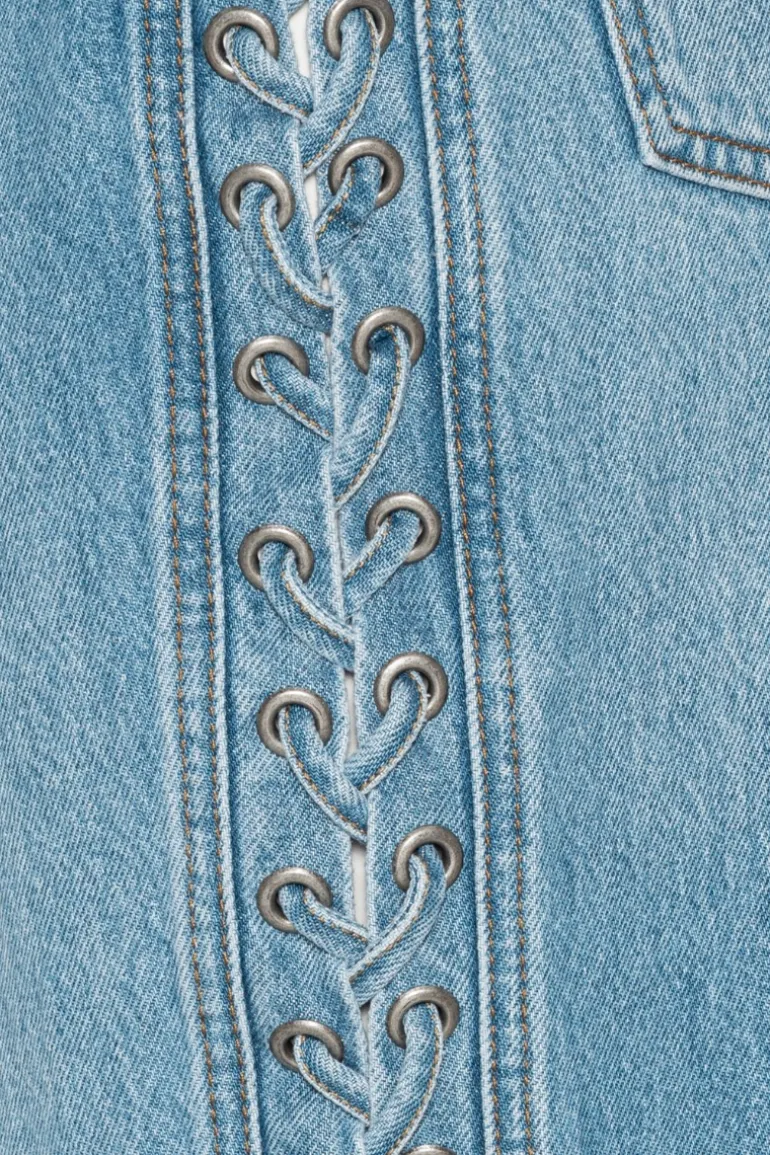 Twisted Lacing Jeans Blue