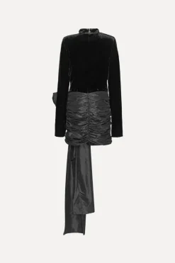 Velvet Bow Mini Dress Black