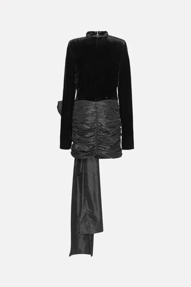 Velvet Bow Mini Dress Black