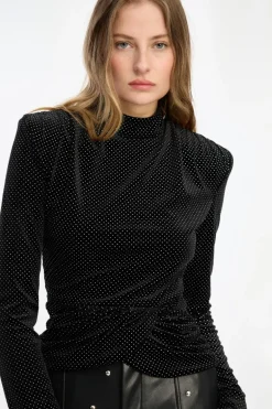 Velvet Draped Top Black
