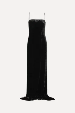 Velvet Maxi Train Dress Black